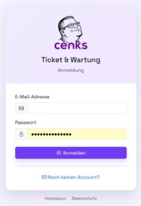eigenes Ticketsystem online - der Login